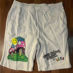 White Graphic Men's Athletic Shorts B2SS brand after school special